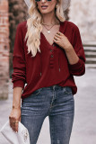 Plain V Neck Buttoned Hoodies