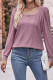 Plain Eyelet Pattern Square Neck Puff Long Sleeves Top