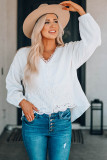 White Lace Trim Applique Crinkle Cotton Shirt