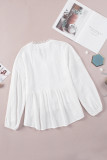 White Lace Trim Applique Crinkle Cotton Shirt