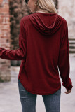 Plain V Neck Buttoned Hoodies