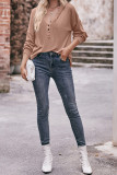 Plain V Neck Buttoned Hoodies
