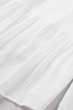 White Lace Trim Applique Crinkle Cotton Shirt
