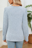 Ribbed Knitting V Neck Long Sleeves Top