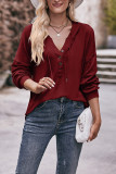 Plain V Neck Buttoned Hoodies