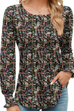 Plain Puff Sleeves Smocked Top