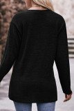 Plain V Neck Buttoned Long Sleeves Top