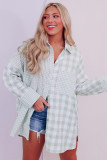 Green Pink Mix Checked Patchwork Long Sleeve Shirt
