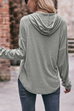 Plain V Neck Buttoned Hoodies