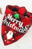 Merry Christmas Plaid Dog Scarf Bandage