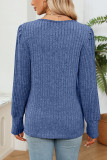 Ribbed Knitting V Neck Long Sleeves Top