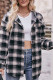 Flannel Hooded Drawstring Plaid Shacket