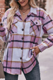 Button Up Pockets Plaid Shacket