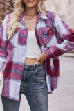 Button Up Pockets Plaid Shacket
