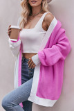 Colorblock Front Open Knitting Cardigan