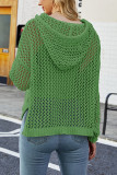 Eyelet Hooded Knitting Sweater