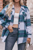 Button Up Pockets Plaid Shacket