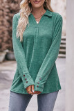 Plain Turndown Neck Long Sleeves Top