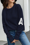Letter A Print Knitting Pullover Sweater