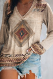 Ethnic Azetec Print V Neck Top