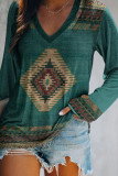 Ethnic Azetec Print V Neck Top