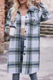 Button Up Plaid Long Jacket Coat