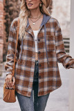 Flannel Hooded Drawstring Plaid Shacket