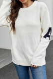 Letter A Print Knitting Pullover Sweater