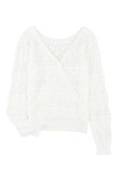 White Surplice V Openwork Textured Sweater