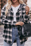 Flannel Hooded Drawstring Plaid Shacket