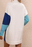 Colorblock Turtle Neck Knitting Sweater Dress