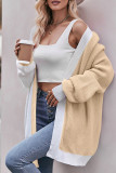 Colorblock Front Open Knitting Cardigan