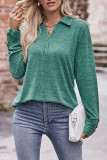 Plain Turndown Neck Long Sleeves Top