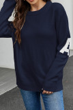 Letter A Print Knitting Pullover Sweater