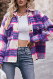 Button Up Fleece Plaid Jacket