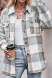 Button Up Pockets Plaid Shacket