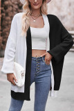 Colorblock Front Open Knitting Cardigan
