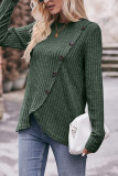 Ribbed Button Irregular Hem Knitting Top