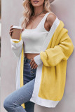 Colorblock Front Open Knitting Cardigan