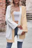 Colorblock Front Open Knitting Cardigan