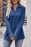 Plain Turndown Neck Long Sleeves Top