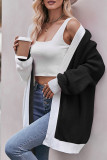 Colorblock Front Open Knitting Cardigan