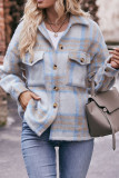 Button Up Fleece Plaid Jacket