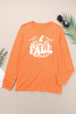 Orange HELLO FALL Pumpkin Graphic Print Long Sleeve Top