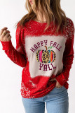 Red Tie Dye Leopard Serape Pumpkin Long Sleeve Top