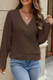 Plain V Neck Wrap Knitting Sweater