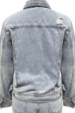 Ripped Washed Short Denim Jacket