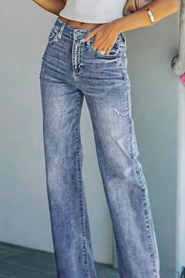 Ripped Raw Hem Distressed Jeans