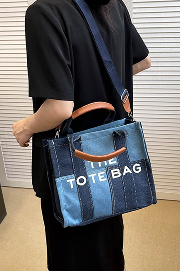 Letter Print Colorblock Handbag Crossbody Bag