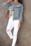 Ripped Washed Short Denim Jacket